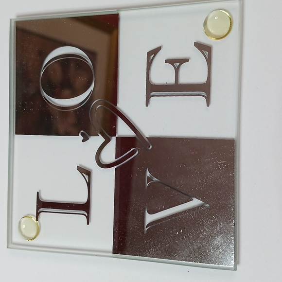 Love Coasters Glass look set of 6 NWOT - Picture 2 of 3